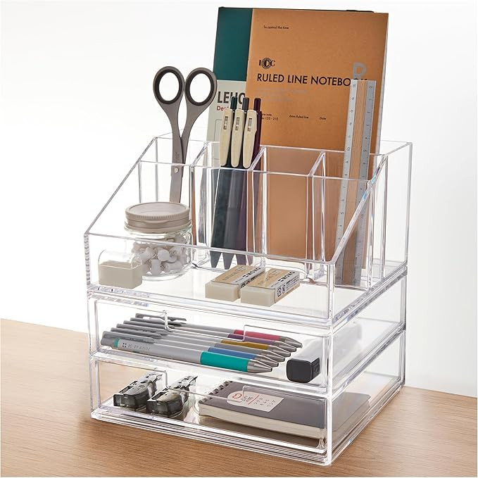 STORi Stackable Desk and Drawer Organizer, Clear Pen Pencil Makeup Brush Holder for Desktops and ... | Amazon (US)
