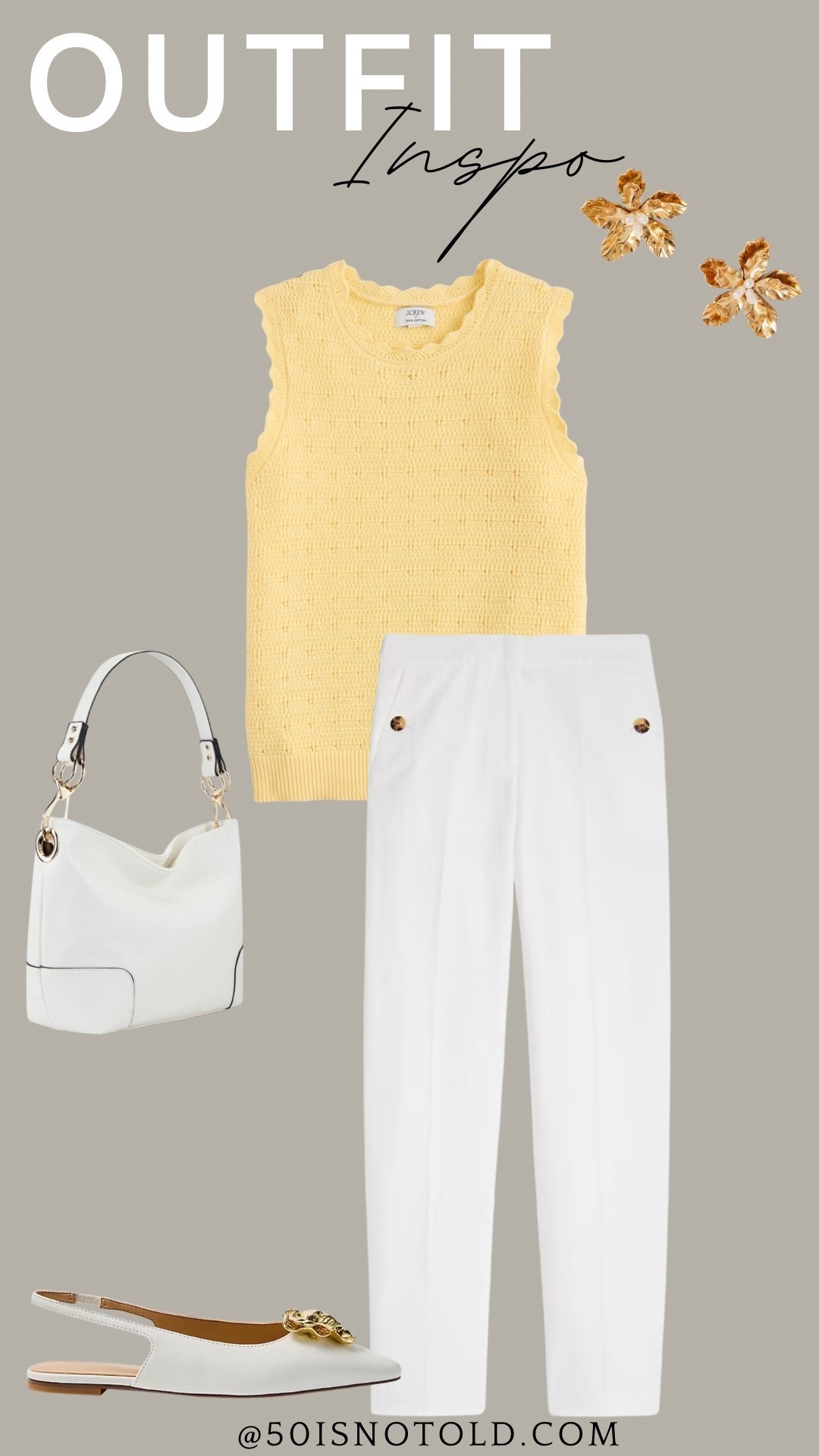 Yellow is still trending everywhere for Spring! This yellow tank is great with white pants, but would work well with jeans or a skirt too. 