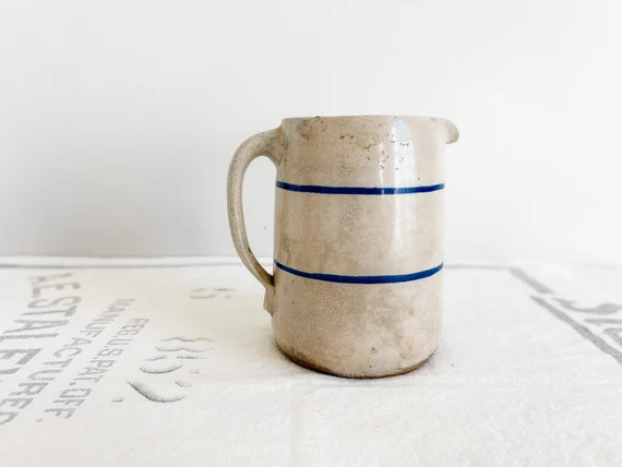 Primitive Blue Stripe Stoneware Pitcher Antique Double Blue | Etsy | Etsy (US)
