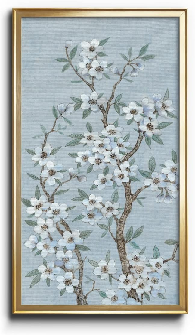 Renditions Gallery Branches of Blossoms I Modern Decoration 20"x40" inches Gold Framed White Flow... | Amazon (US)