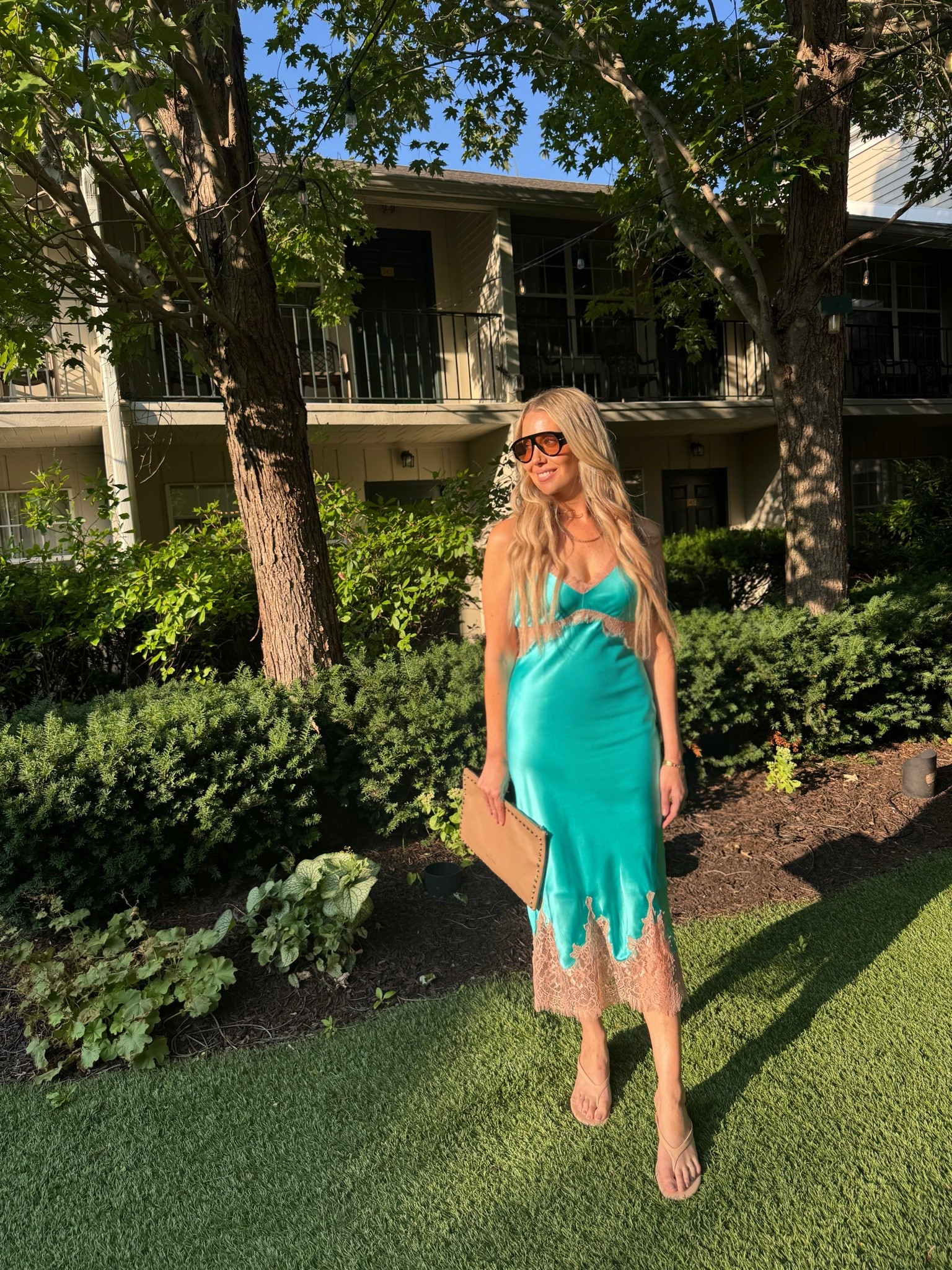 Wedding szn ❤️ Love this gorgeous satin and lace dress from @lagence