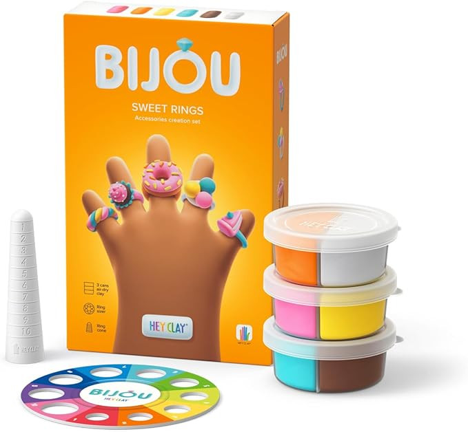 Fat Brain Toys Hey Clay Bijou Sweet Rings, Air Dry DIY Clay Kit with Interactive App for Kids & T... | Amazon (US)