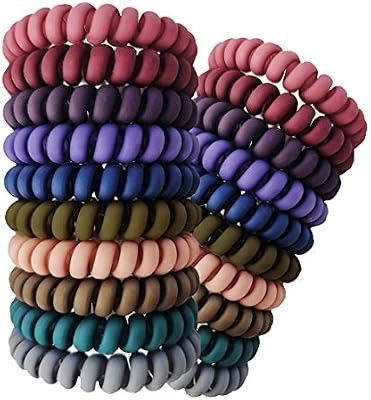 20 Pcs Spiral Hair Ties No Crease - Colorful Coil Traceless Hair Ties, Elastic Coil and Matte Pho... | Amazon (US)
