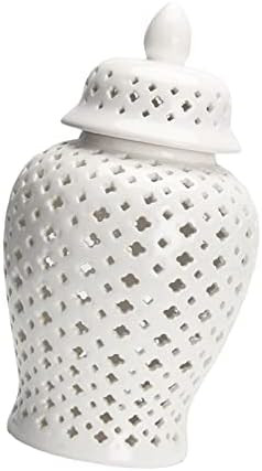 Homyl Ginger Jar White Porcelain Decorative Lattice for Gift Home Decor Ornament Storage Decor | Amazon (US)
