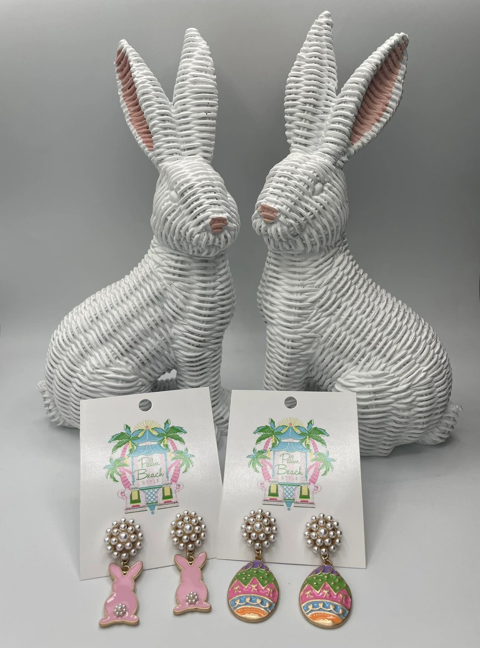 Allie Easter Bunny Pearl Cluster Enamel Earrings in Pink - Etsy | Etsy (US)
