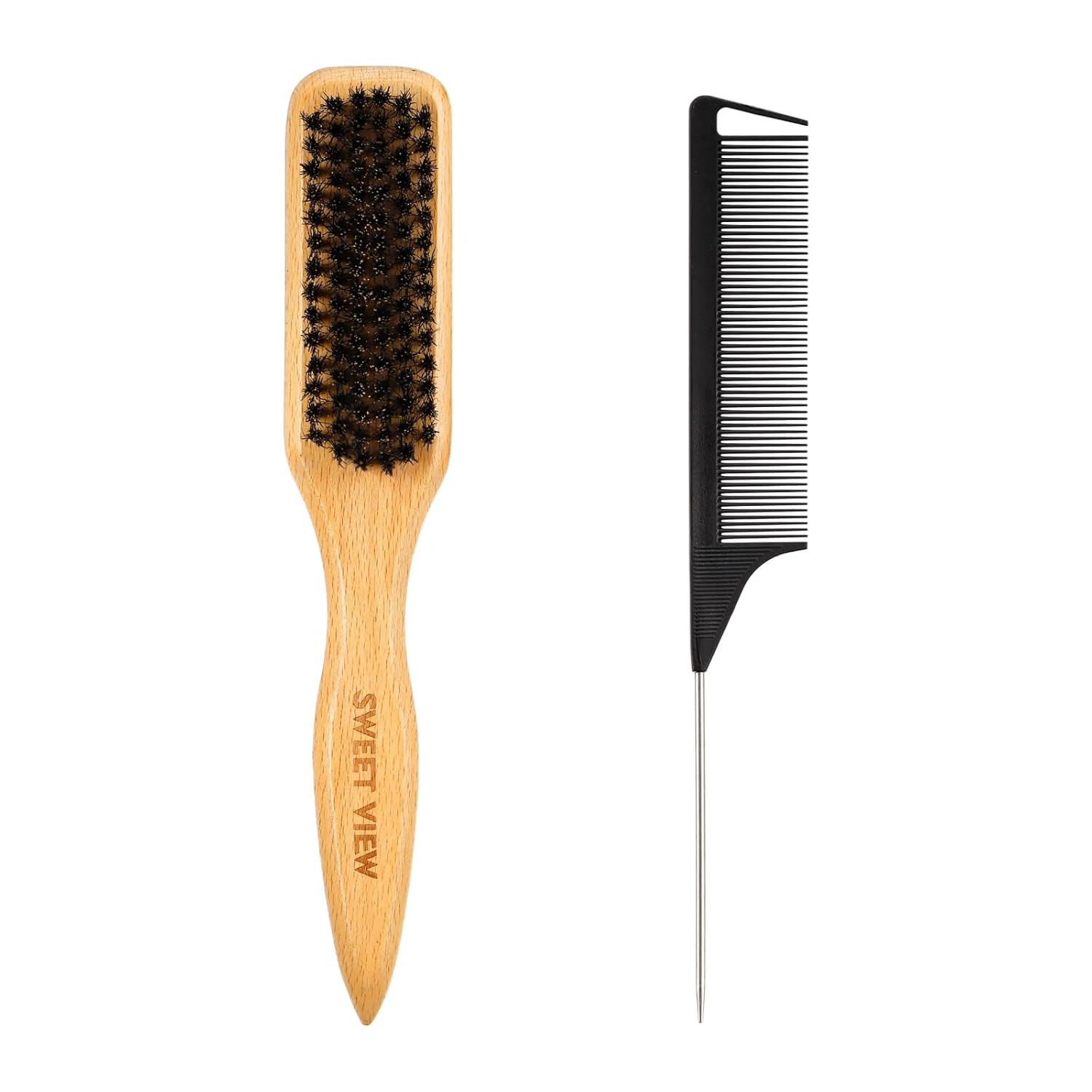 Boar Bristle Slick Back Hair Brush for Smooth Flyaways, Frizz, Sleek Ponytail, Buns and Edge Baby... | Amazon (US)