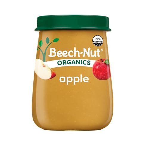 Beech-Nut Organic Baby Food Jars, Organic Apple Puree, Stage 1 Baby Food for Babies 4 Months and Up, Non-GMO, 4oz Glass Jars, 10ct | Amazon (US)