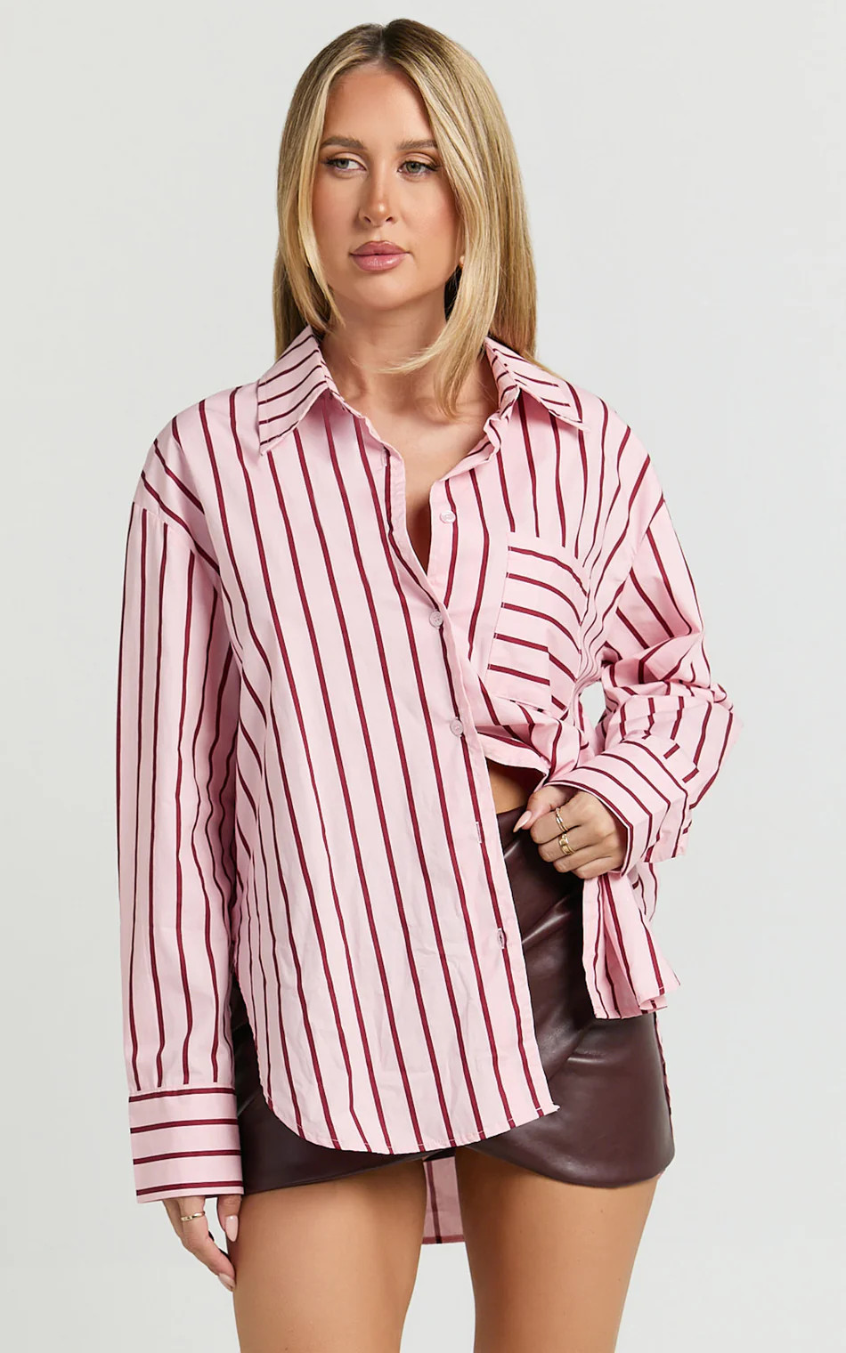 Ferzie Top - Oversized Striped Shirt in Multi | Showpo (US, UK & Europe)