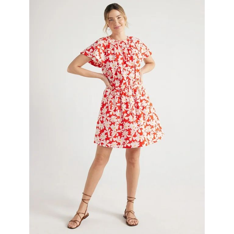 Free Assembly Women's Cotton Flutter Sleeve Mini Dress, Sizes XS-XXL | Walmart (US)