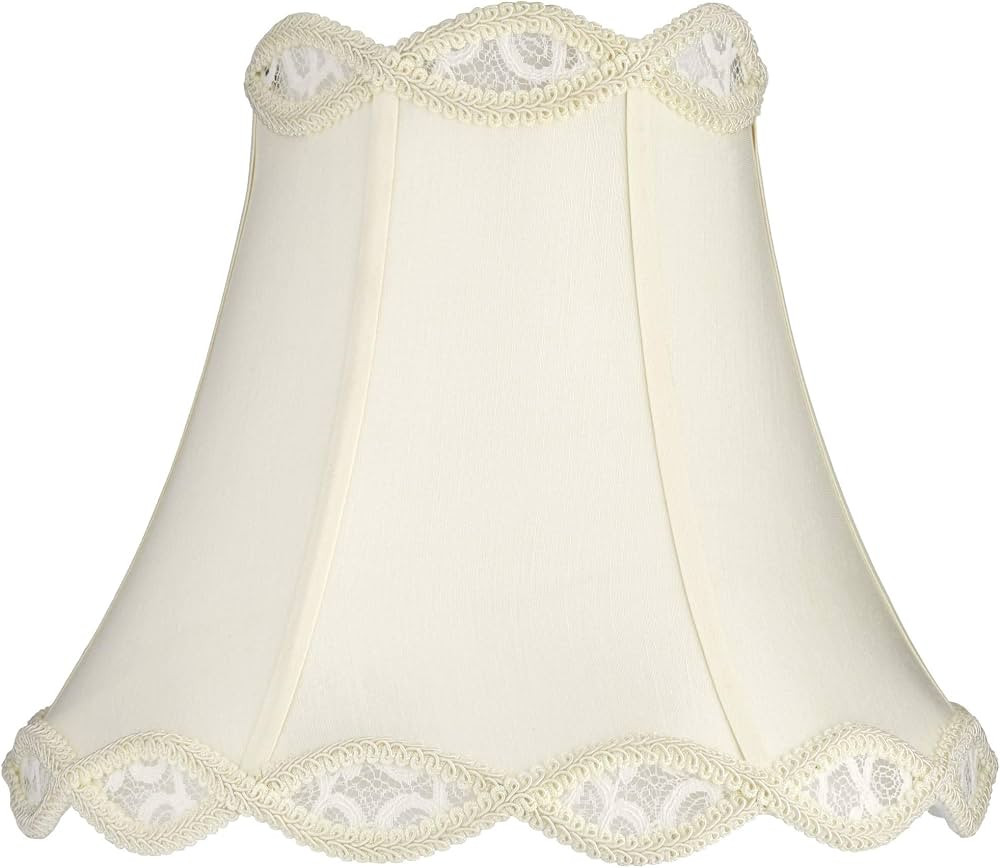 Cream Scalloped Gallery Medium Bell Lamp Shade 7" Top x 14" Bottom x 12.5" High (Spider) Replacem... | Amazon (US)