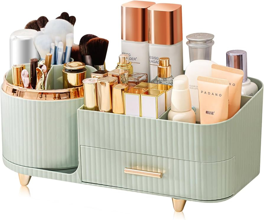 Makeup Organizer- 360° Rotating Makeup Organizer for Vanity with Drawers, Large Capacity Cosmeti... | Amazon (US)
