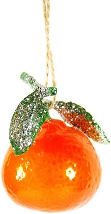 Cody Foster Sparkly Tangerine Fruit Faux Food 3 inch Glass Christmas Ornament, Multi | Amazon (US)