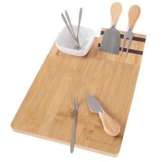 Classic Cuisine 9-Piece Bamboo Cheese Serving Tray Set with Stainless Steel Cutlery-HW031056 - Th... | The Home Depot