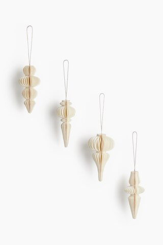 H & M - 4-Pack Paper Ornaments - White | H&M (US + CA)