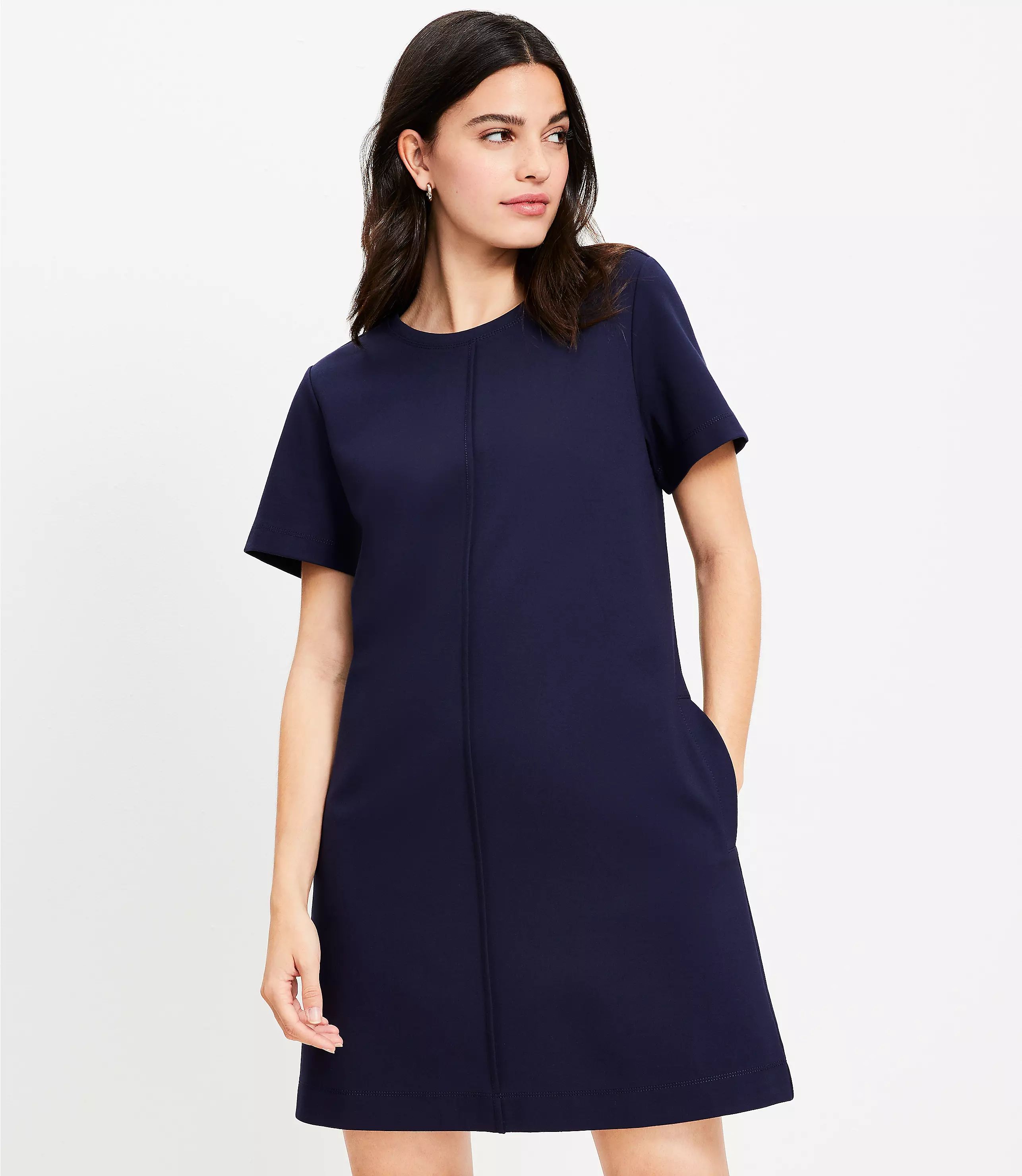 Petite Ponte Pocket Mini Dress | LOFT