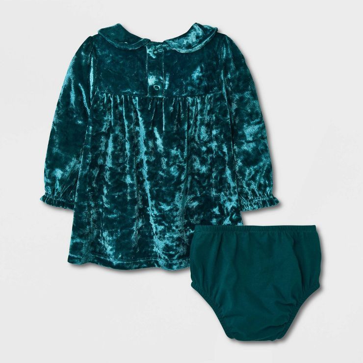 Baby Girls' Crushed Velour Long Sleeve Dress - Cat & Jack™ Green | Target