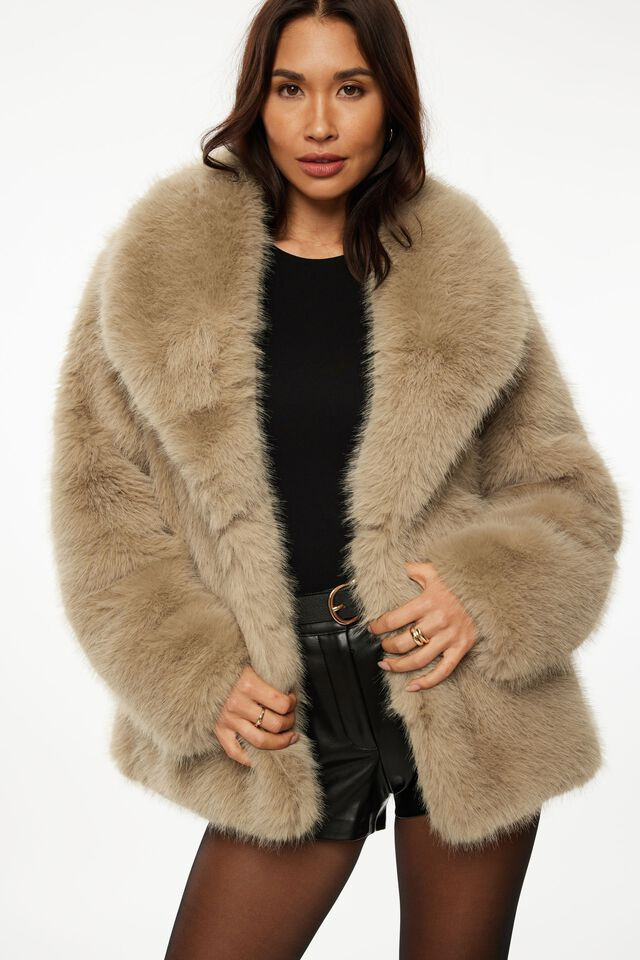 Faux Fur Midi Jacket | Dynamite Clothing