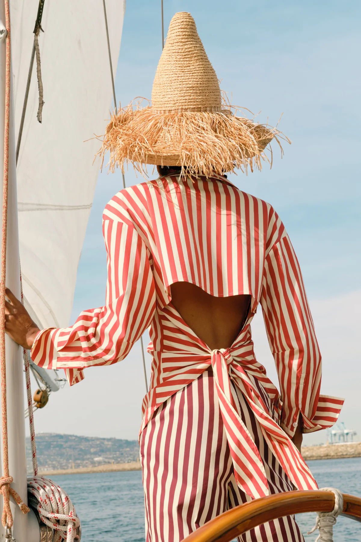 Loch Poplin Button Up in Venetian Red Stripe | Simon Miller