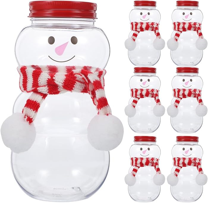 Baluue 10 Set Snowman Juice Bottles with Caps 500ML Plastic Clear Christmas Candy Jar Empty Reusa... | Amazon (US)