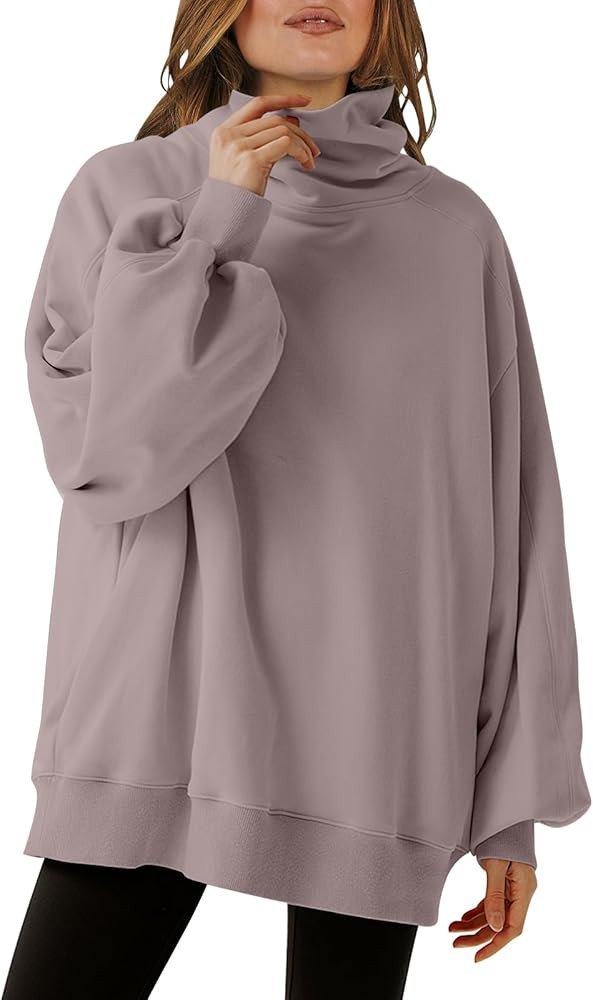 ANRABESS Women's Oversized Sweatshirts 2024 Long Sleeve Cowl Neck Casual Loose Fit Hoodies Fall T... | Amazon (US)