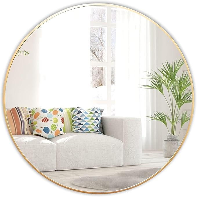 Gold Round Mirror 30 Inch, Home Decor Circle Mirror for Wall, Gold Wall Mirrors for Bathroom, Ent... | Amazon (US)