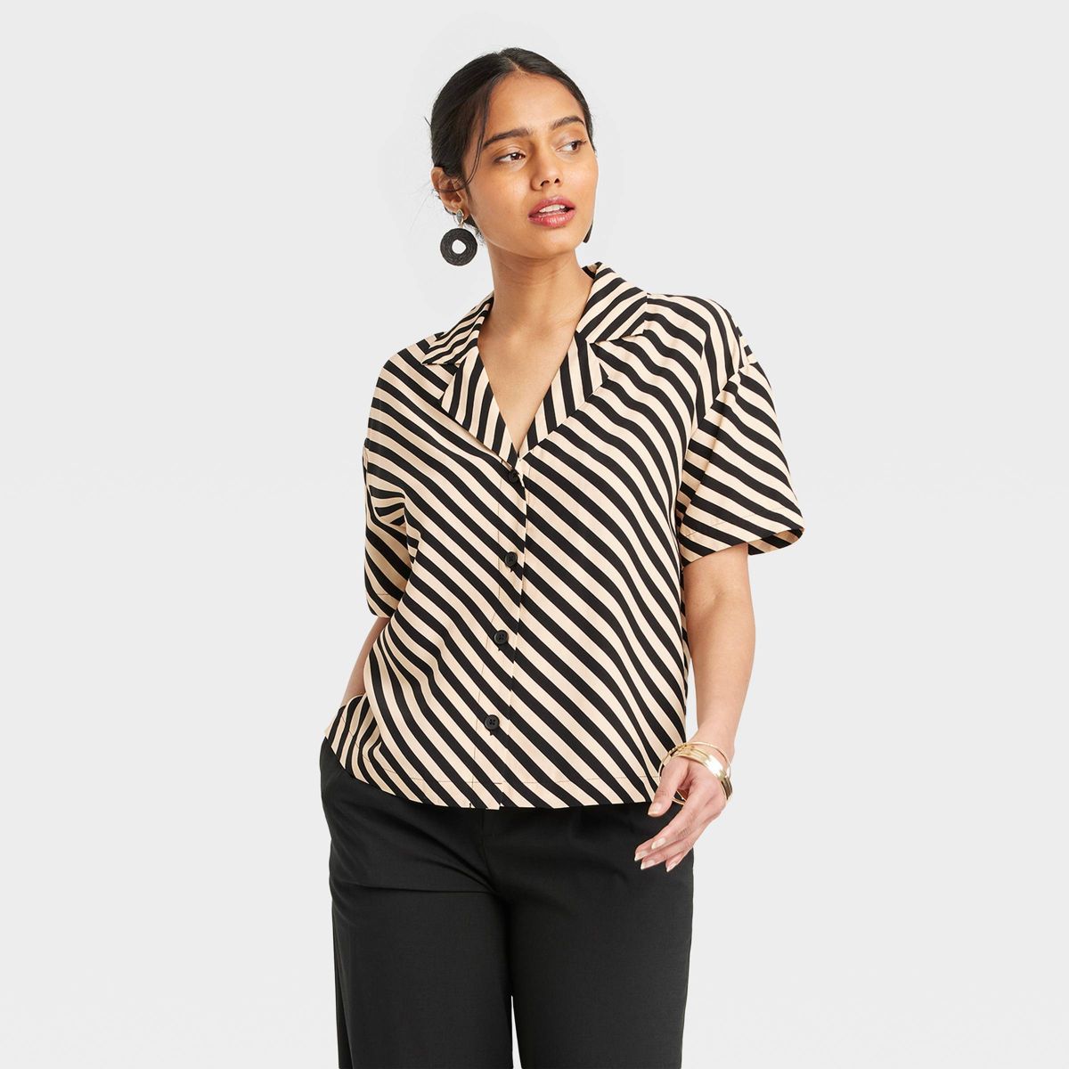 Women's Crepe Short Sleeve Button-Down Shirt - A New Day™ | Target