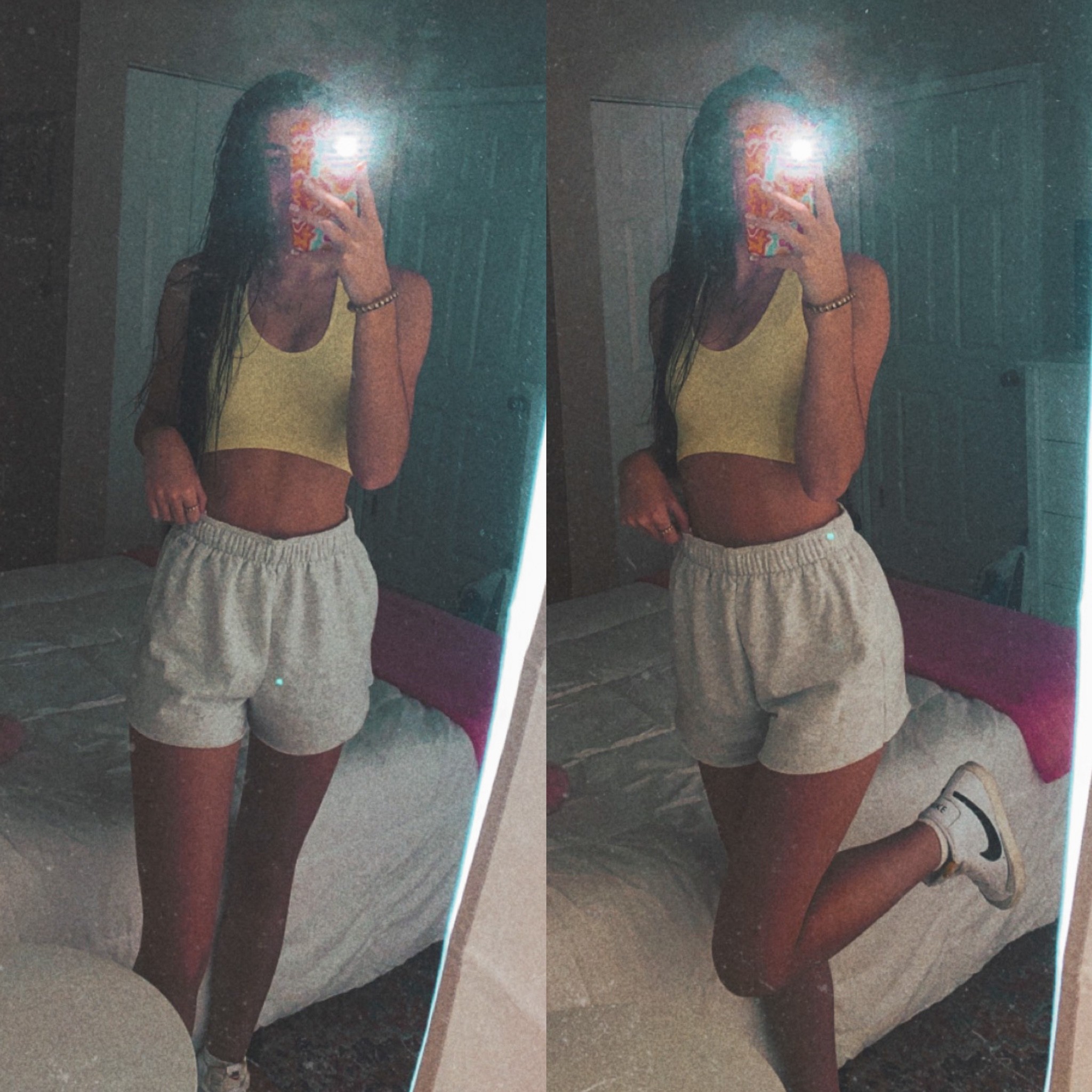 Casual workout, comfy outfit 

