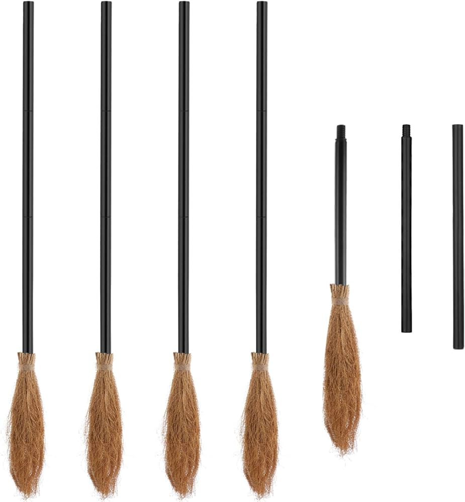 4 Pieces Halloween Witch Brooms Costume Witch Broomstick Plastic Broom Props for Halloween Cospla... | Amazon (US)