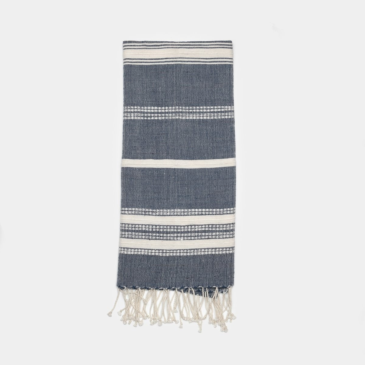 Aden Hand Towel in Navy with Natural Stripes | Amber Interiors