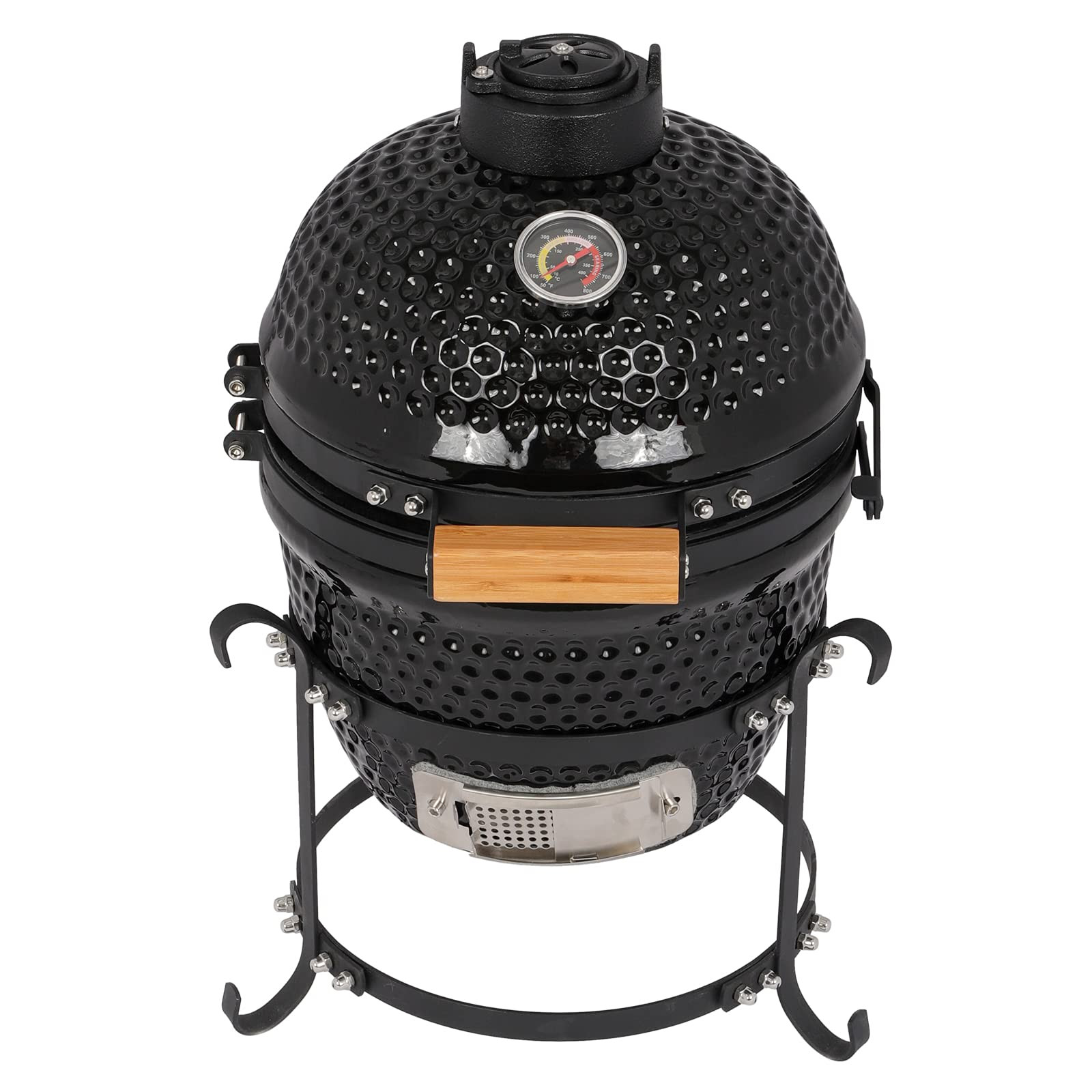 13" Round Ceramic Kamado Charcoal Grill - Heavy-Duty Black Outdoor BBQ Smoker with Heat Retention... | Amazon (US)