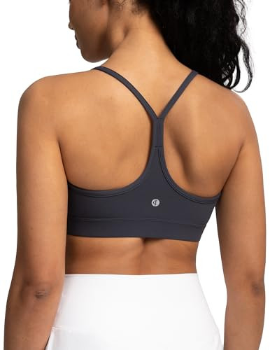 Colorfulkoala Women's Dreamlux Y Back Sports Bra Low Impact Padded Workout Top with Built in Bra A-C Cups (XS, Blue Ink) | Amazon (US)
