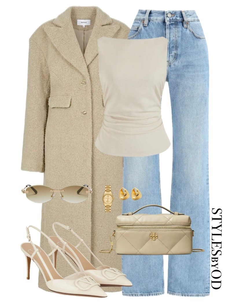 CREAMY OFFICE OUTFIT🍦

Redefining soft workwear with this fresh, textured neutral palette. This look is all about effortless texture play—pairing a cozy cream bouclé coat with a draped sleeveless top and classic light-wash denim for an effortlessly chic and timeless capsule vibe. Completed with polished slingback heels, a quilted top-handle bag, and gold accents, it’s the perfect elevated transition uniform🫶🏼

#LTKstyletip #LTKfashion #casualchic #workwear business casual outfit, neutral, smart casual style 

#LTKWorkwear #LTKootd #LTKSeasonal