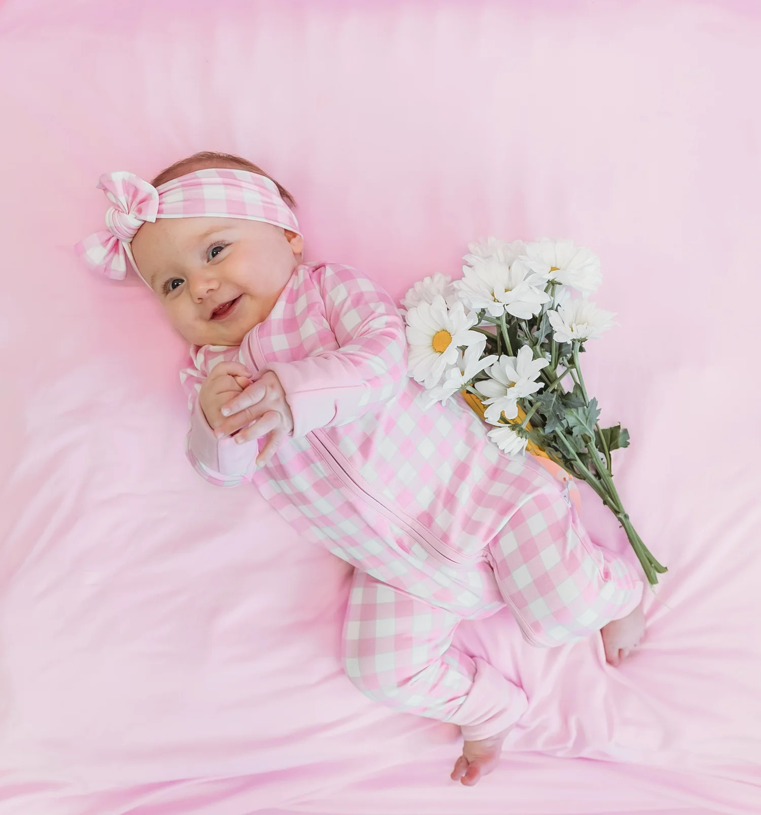 TAFFY PINK GINGHAM DREAM ROMPER | Dream Big Little Co.