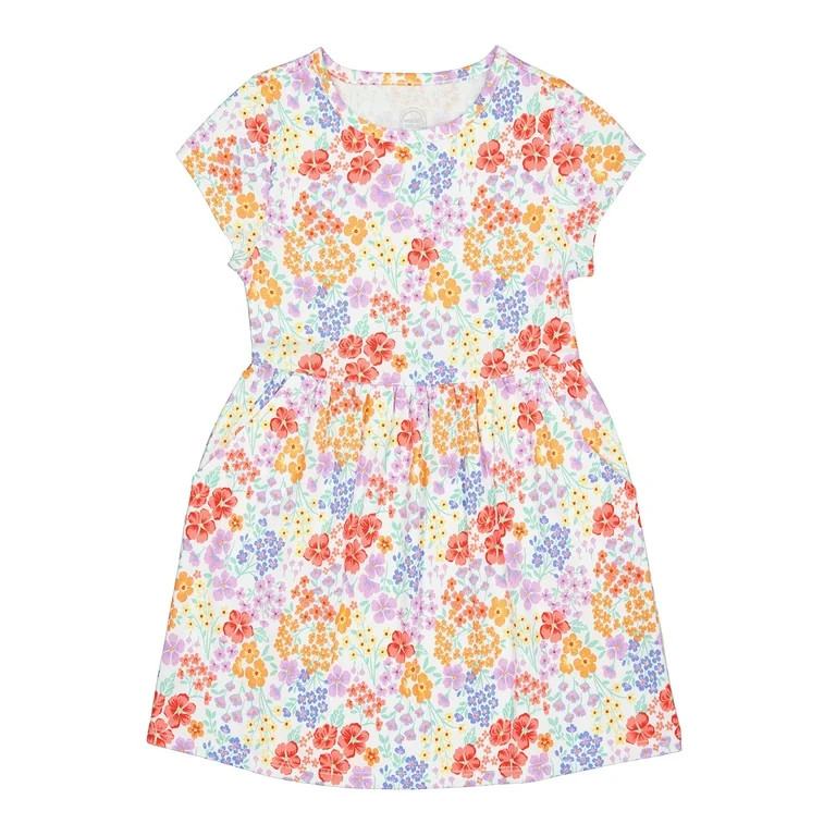 Wonder Nation Girls Short Sleeve Play Dress, Sizes 4-18 & Plus | Walmart (US)