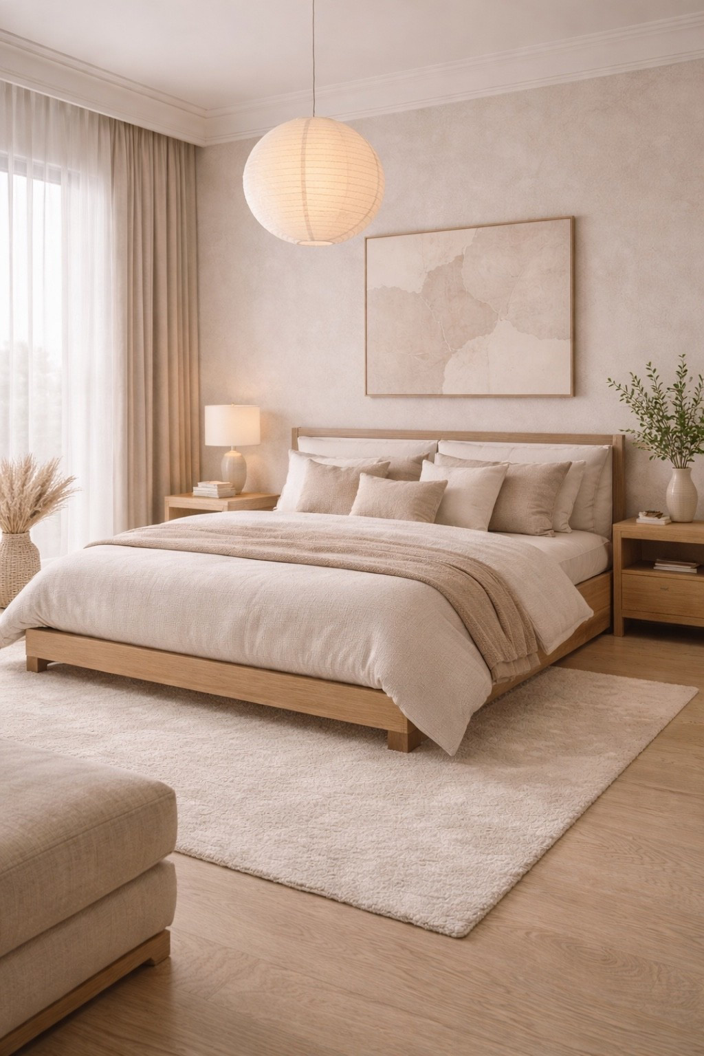 A serene Japandi-inspired bedroom designed in warm neutral tones, featuring a low platform bed, soft layered bedding, and minimal decor.
Natural textures, clean lines, and gentle lighting create a calm, balanced space perfect for rest and modern living.

Save this pin for bedroom inspiration, Japandi interiors, and neutral home design ideas.
Shop similar platform beds, bedding, rugs, and lighting through my LTK for a timeless, designer-inspired bedroom 🤍
#bedroomdesign
#japandibedroom
#neutralbedroom
#modernbedroom
#platformbed
#minimalistinterior
#cozybedroom
#luxuryinteriors
#homeinspiration
#interiorinspo
#ltkhome
#ltkinteriors
