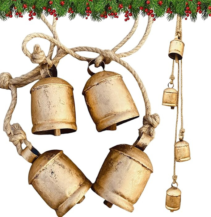 Shabby Chic Bells Rustic Hanging Jingle Christmas Tree Decor - Large Handmade Lucky Cow Bells Vin... | Amazon (CA)