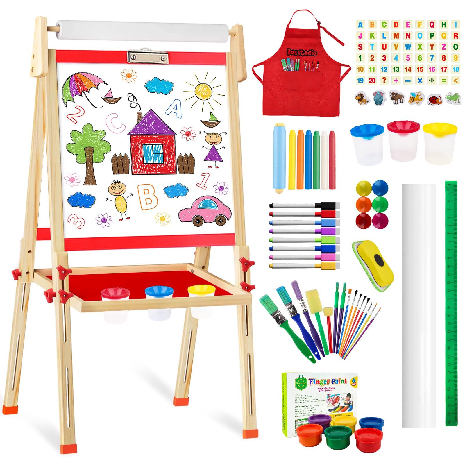 Easel for Kids, Adjustable Art Toddler Easel for 3 4 5 6 7 8 Year Old Wooden Double-Sided Magneti... | Amazon (US)