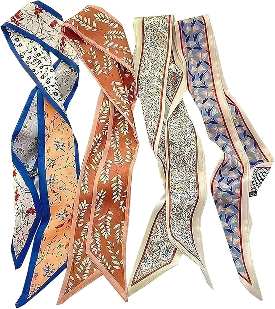 4 Packs Purse Scarf For Handbags Silk Head Handle Ribbon Scarfs For Hair Fashion Skinny Scarves F... | Amazon (US)