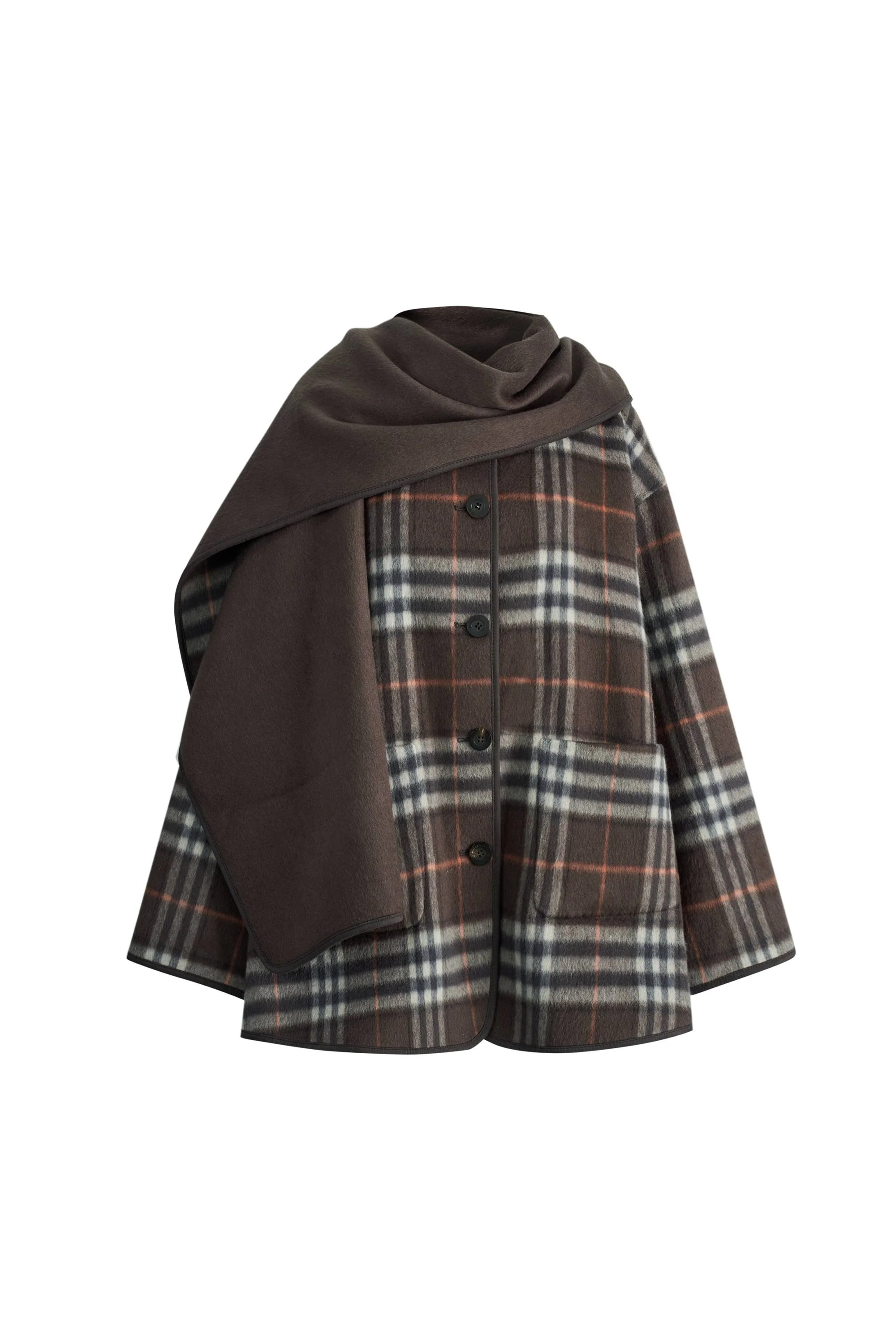 Cecilia Reversible Tartan Check Double Face Short Coat in Wool Cashmer | Fabrique