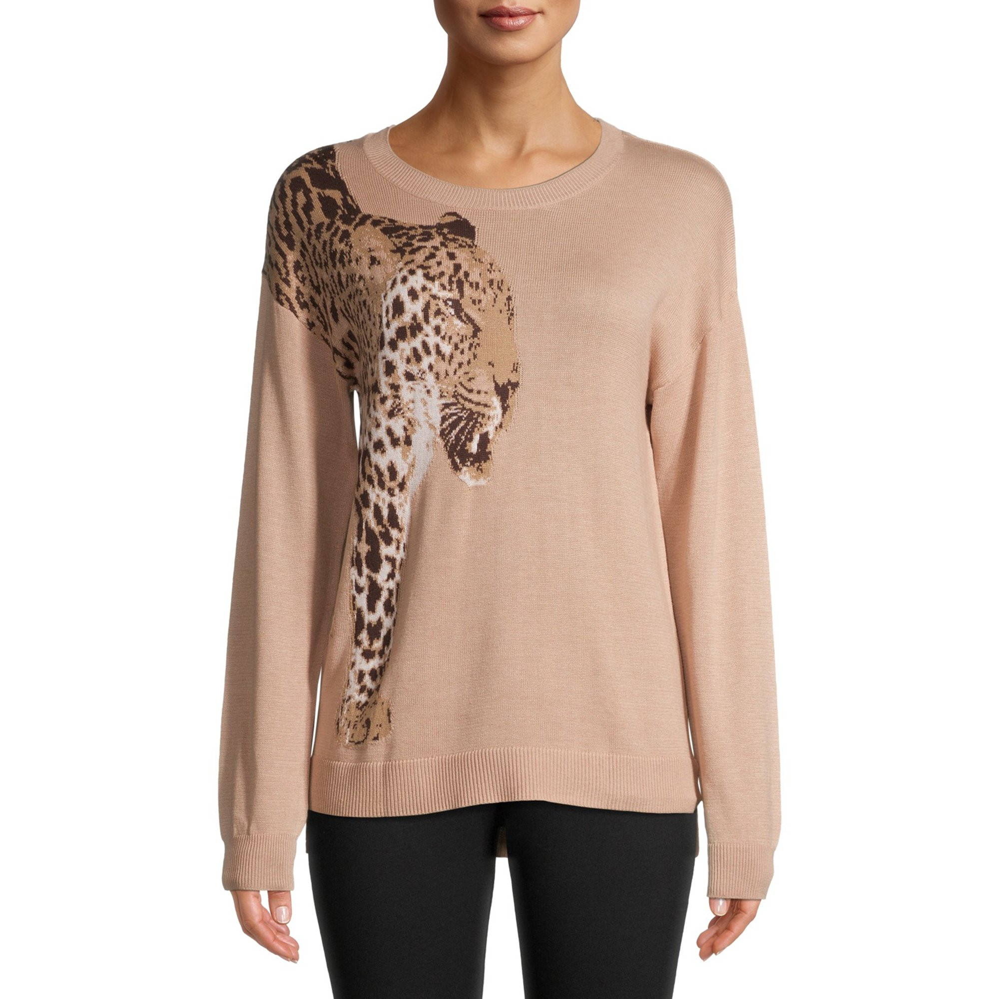 Time and Tru Women's Leopard Sweater | Walmart (US)