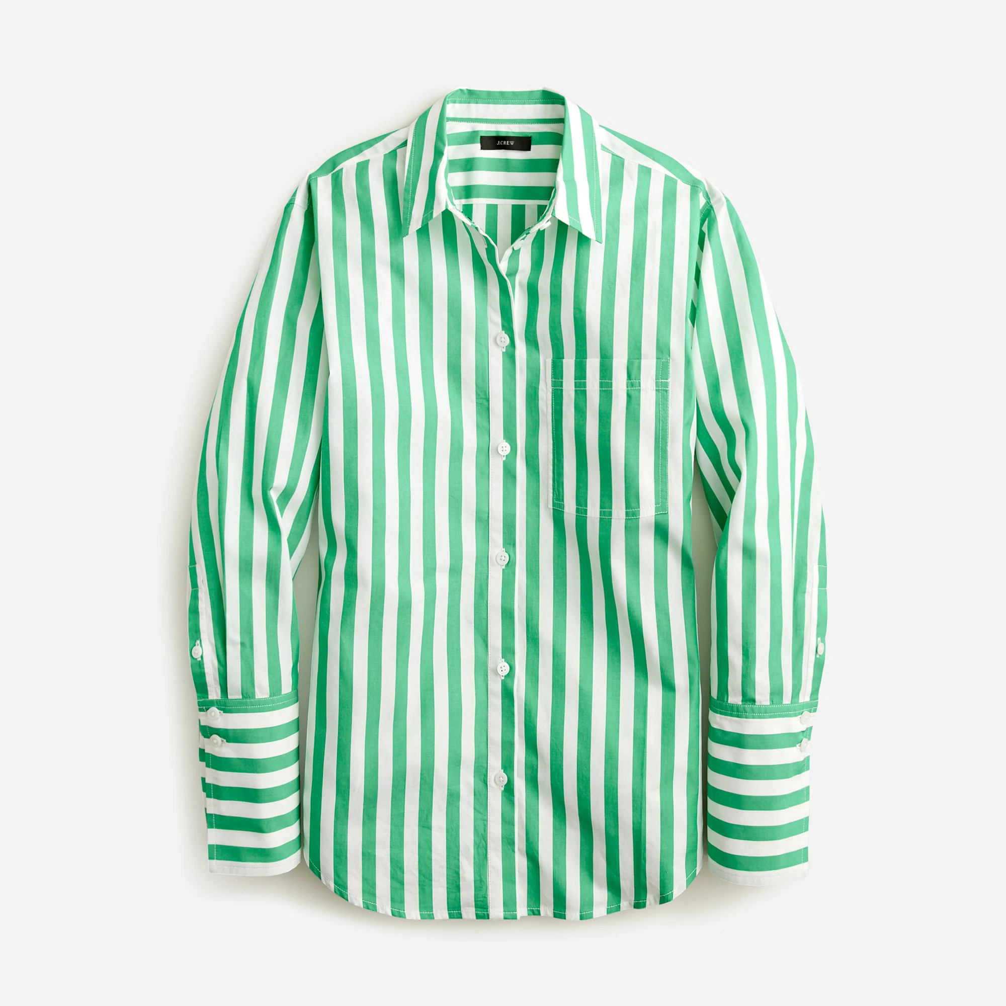 J.Crew: Garçon Cotton Poplin Shirt In Kelly Striped Print For Women | J. Crew US