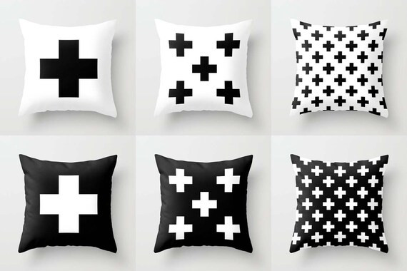 Swiss Cross Throw Pillow, 8 Pastel Color Options, Indoor, Outdoor, Modern Bedding, Nordic Geometr... | Etsy (US)