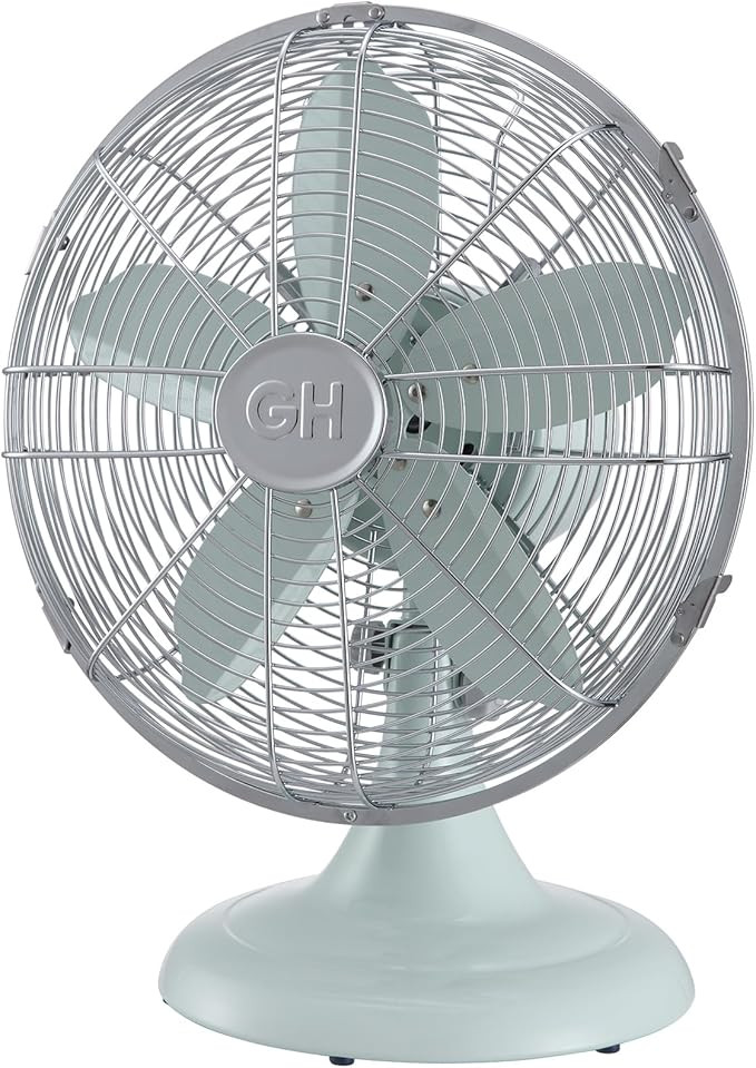 Good Housekeeping 92604 All-Metal 12" Retro Desk Office Table Fan with Wide Oscillation, 3-Speed ... | Amazon (US)