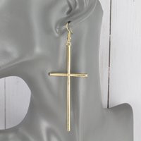 Long Gold Cross Dangle Earrings 3 7/8"" Lightweight Big Huge Cross Pendant Dangly Easter | Etsy (US)