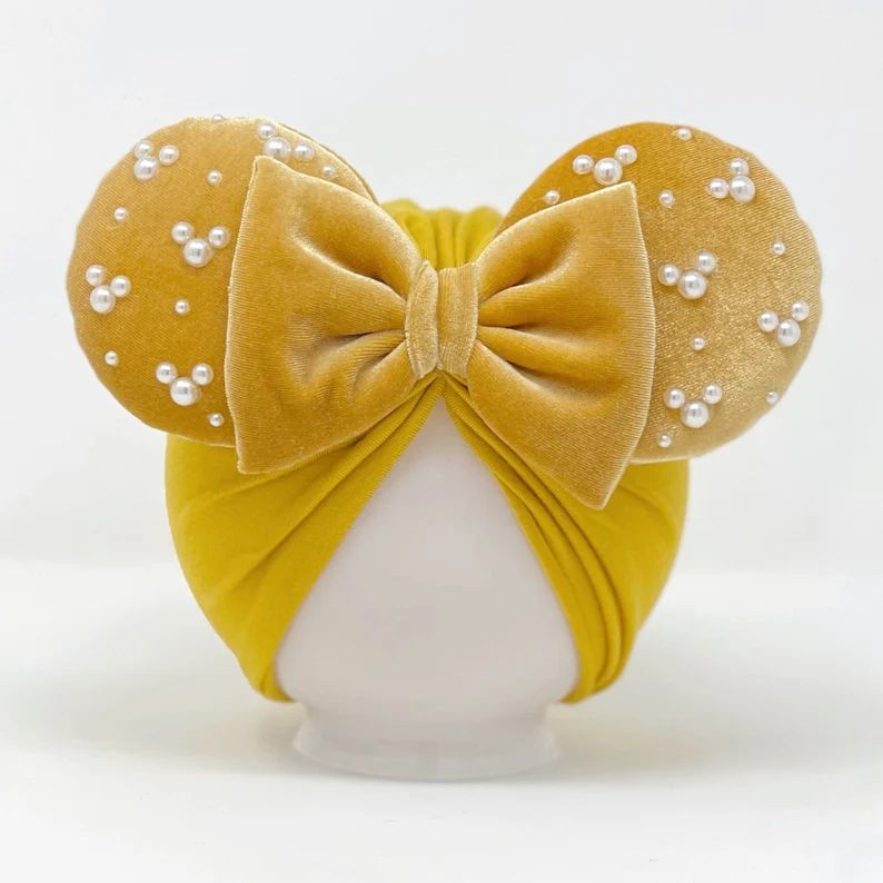Mustard Velvet || Minnie Ears Headwrap || Minnie Ears Turban || Minnie Ears for Babies || Magic k... | Etsy (US)