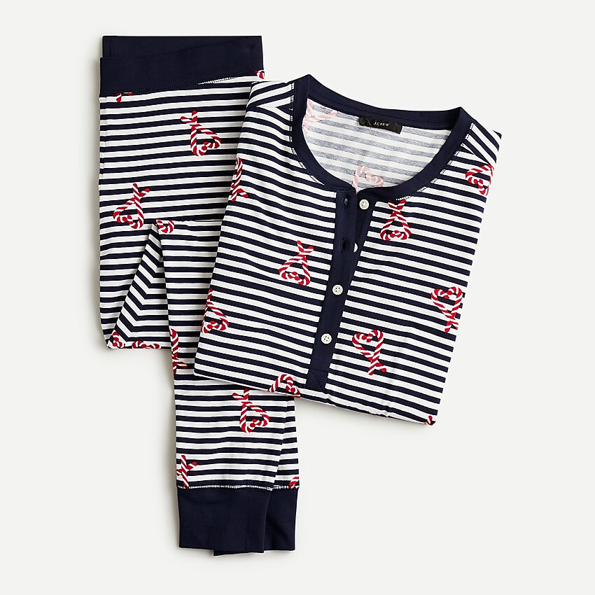 Dreamy henley pajama set in candy cane stripe | J. Crew US