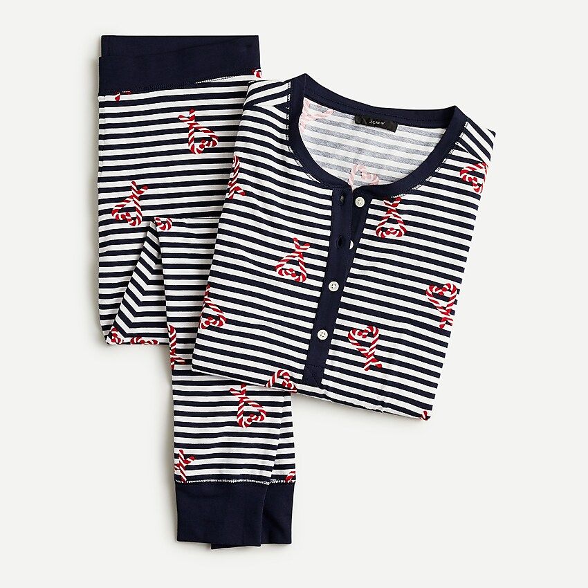 Dreamy henley pajama set in candy cane stripe | J.Crew US