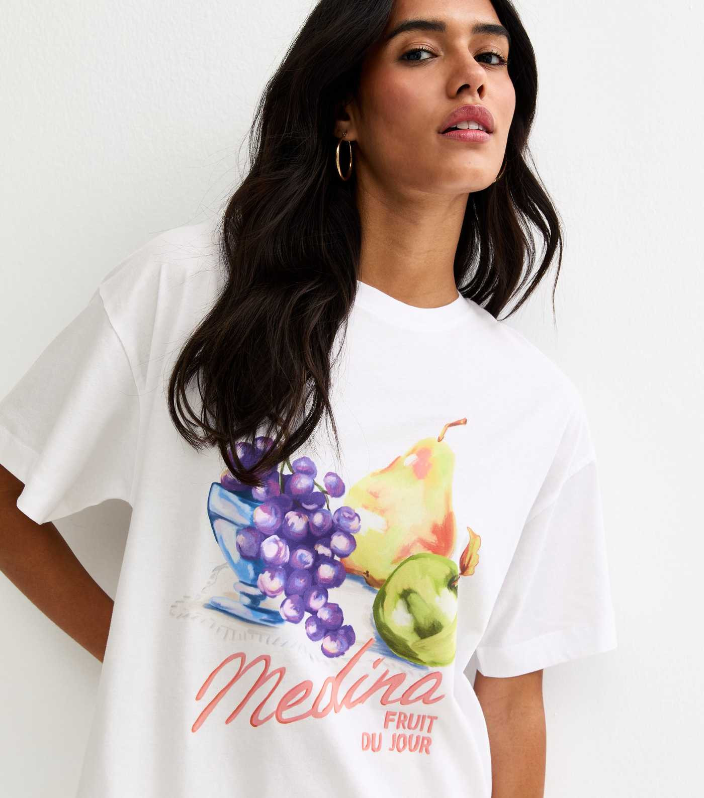 White Cotton Fruit Print Oversized T-Shirt | New Look | New Look (UK)