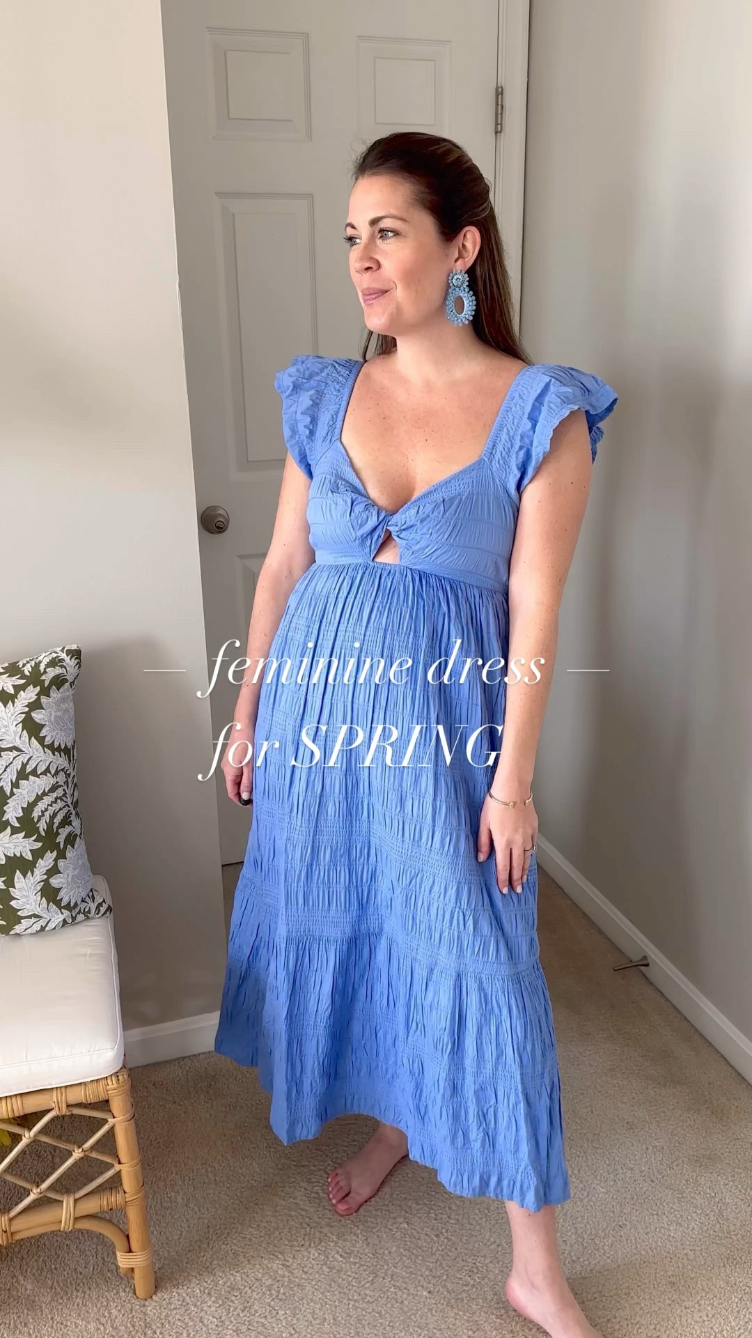 The prettiest blue dress for spring! I sized up to a Medium for the busy area 

#LTKfindsunder50 #LTKstyletip