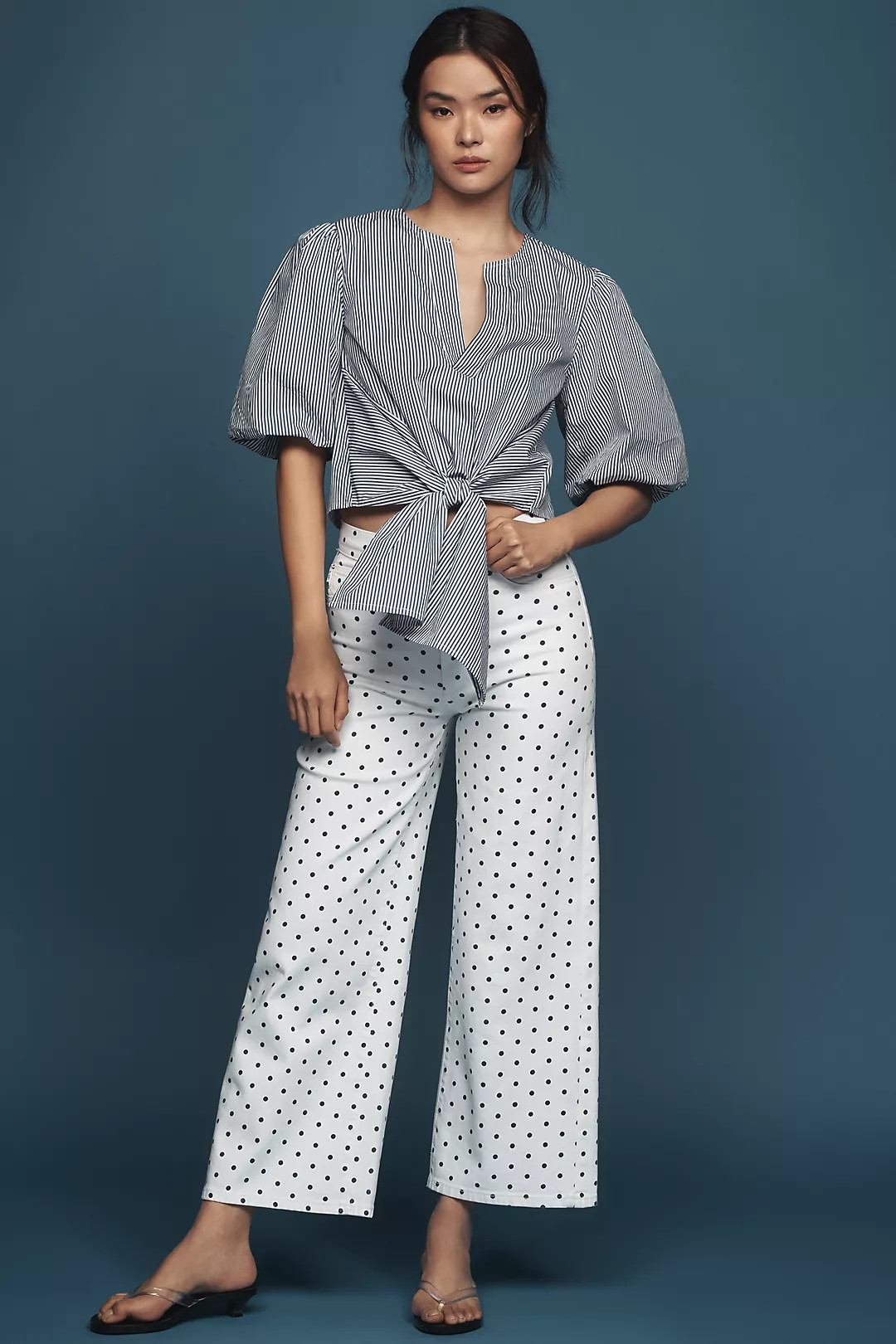 Maeve Short-Sleeve Tie-Front Blouse | Anthropologie (US)